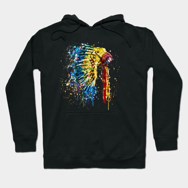 Native American Feather Headdress Hoodie by Marian Voicu